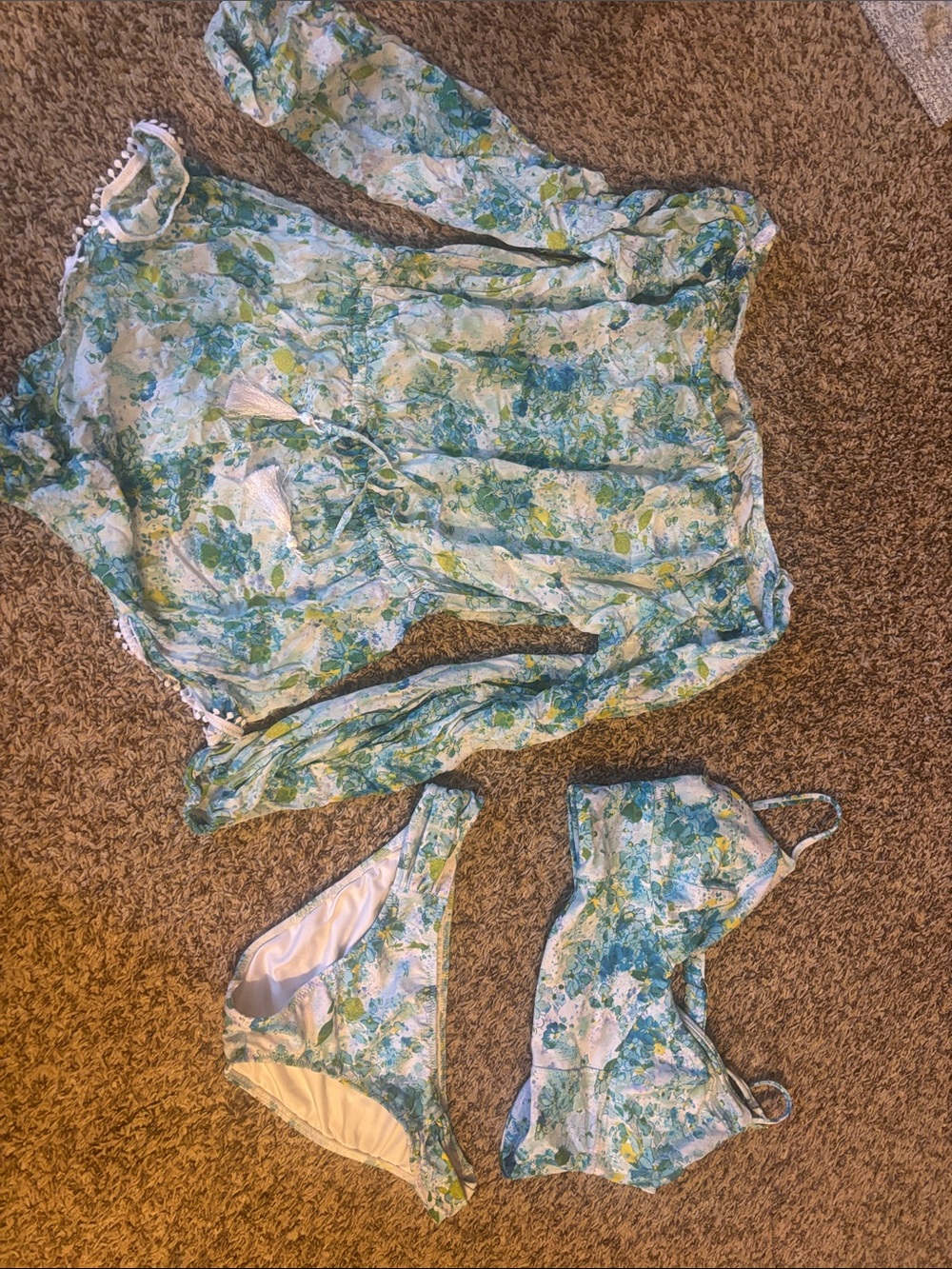 Victoria’s Secret  Green Blue Floral Swim Set with Cover-Up